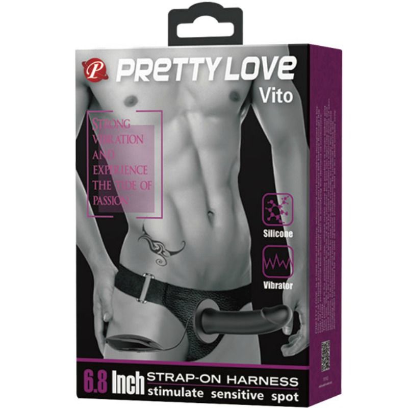 PRETTY LOVE - VITO STRAP-ON MED HULL DILDO OG VIBRASJON 17,3 CM
