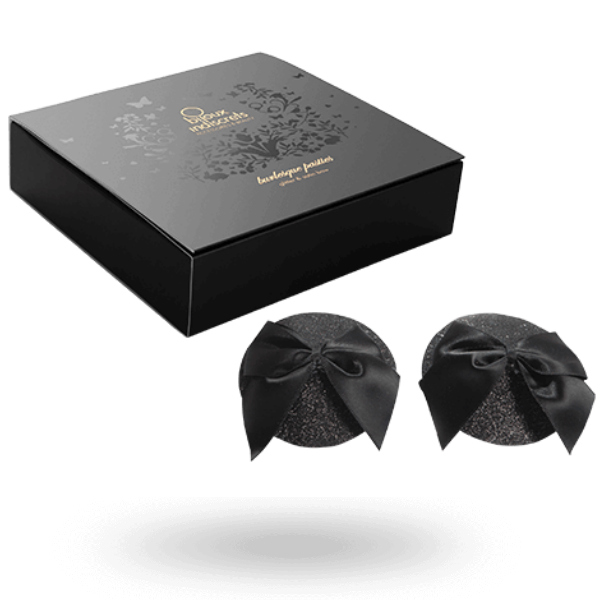 BIJOUX - BURLESK SKINNENDE BRYSTØRTEDEKSEL MED SLØYFE