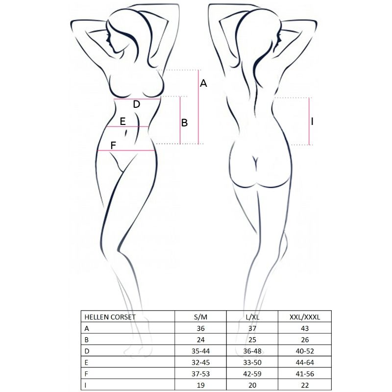 PASSION - KVINNE HELLEN SVART KORSETTSTR. L/XL