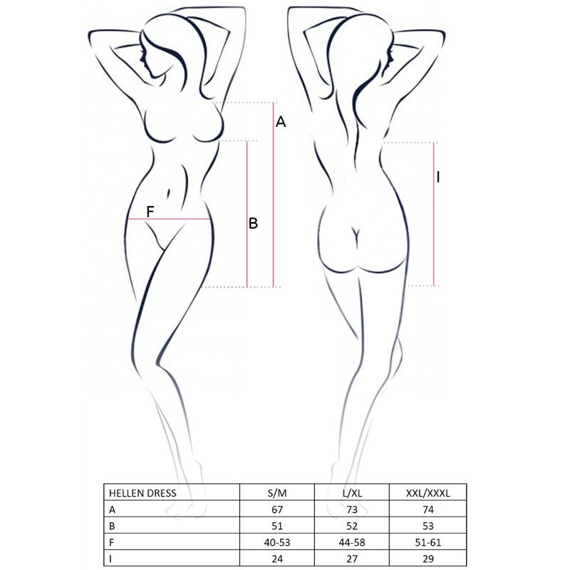 PASSION - KVINNE HELLEN KJOLE OG THONG STØRRELSE L/XL