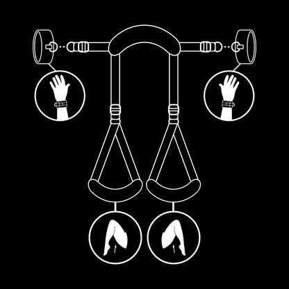 FETISJ UNDERORDEN - ÅPEN BENPOSITION MED HÅNDJERN MED NOPRENFØR