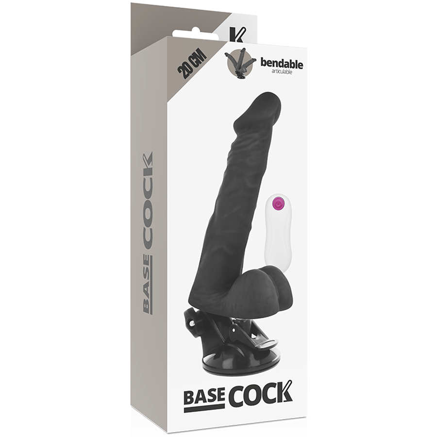 BASECOCK - REALISTISK LEDBAR FJERNKONTROLL SVART 20 CM -O- 4,5 CM