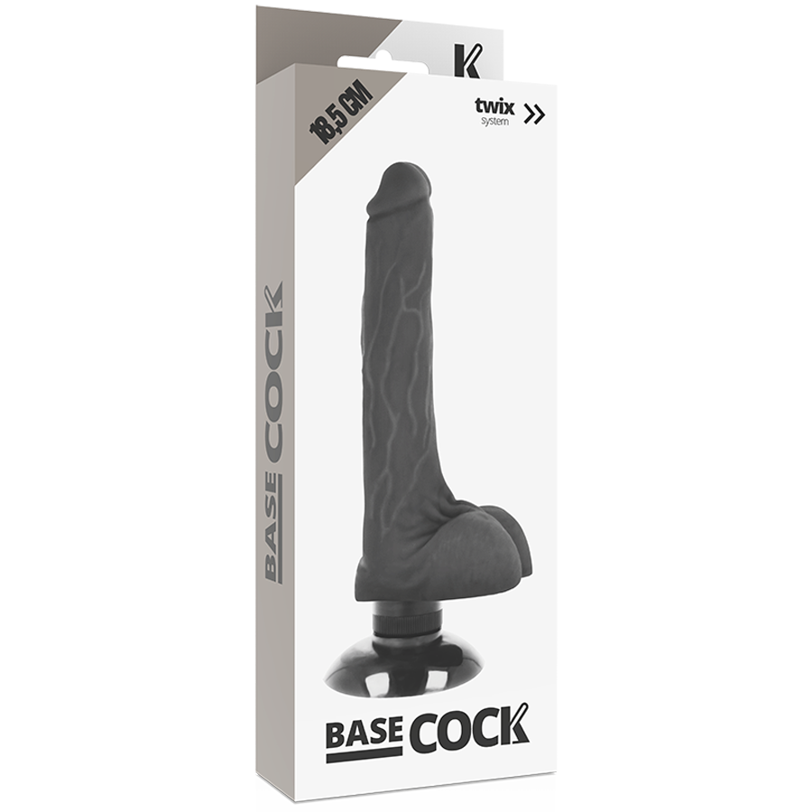 BASECOCK - REALISTISK VIBRATOR 2-1 SVART 18,5 CM -O- 4 CM