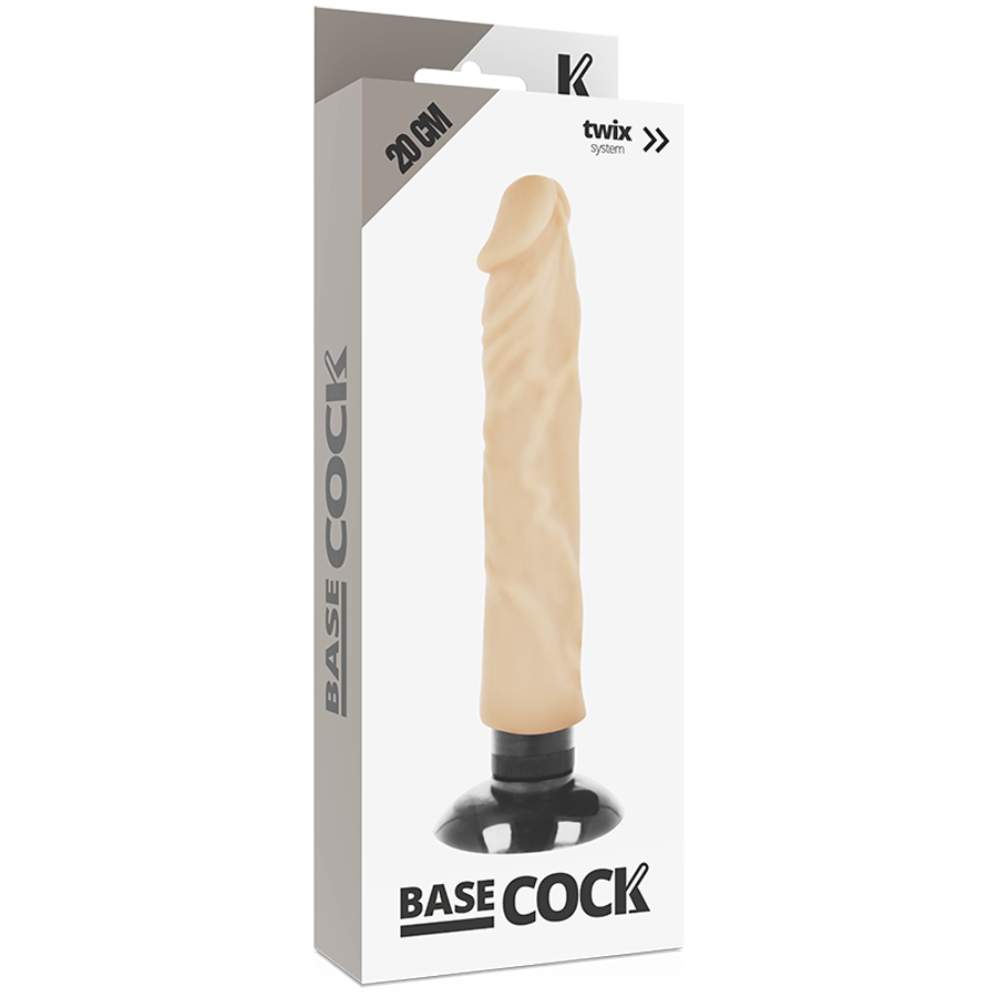 BASECOCK - REALISTISK VIBRATOR 2-1 KJØTT 20 CM -O- 4 CM