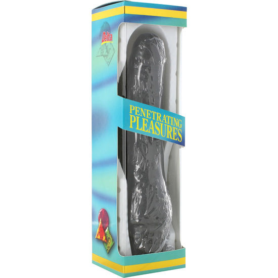 SEVEN CREATIONS - VINYL P-FORM VIBRATOR SVART PENIS 20 CM
