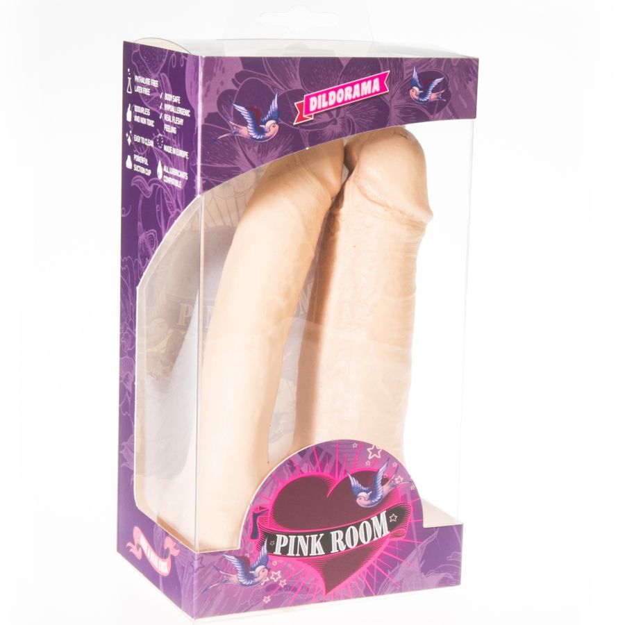 ROSA ROM - ARTHUS REALISTISK DOBBEL DILDO FLESH 17CM/15.5CM