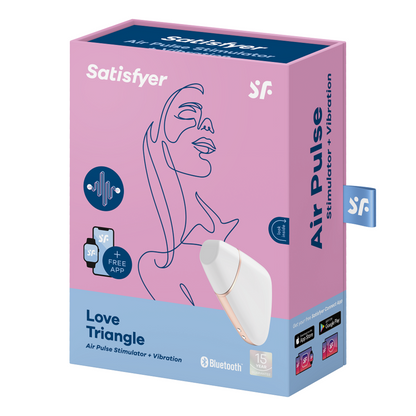 SATISFYER - KJÆRLIGHETSTREKANT LUFTPULSSTIMULATOR OG VIBRATOR HVIT