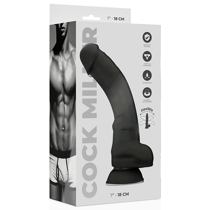COCK MILLER - DILDO REALISTISK SILIKON TETTHETS ARTIKULERBAR SVART 18 CM