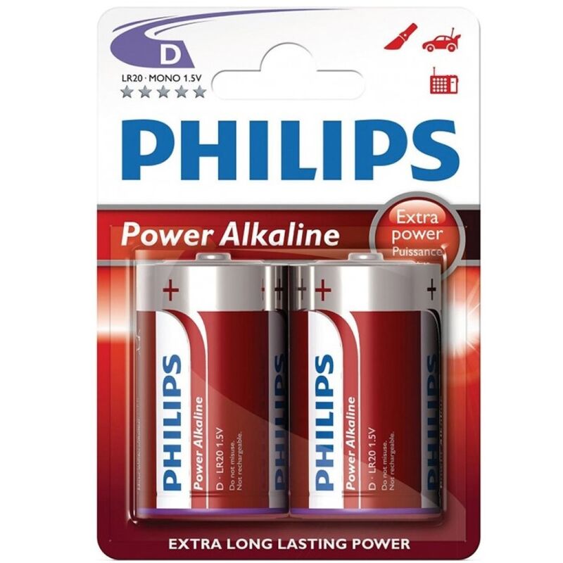 PHILIPS - POWER ALKALIN PILA D LR20 PAKKE 2