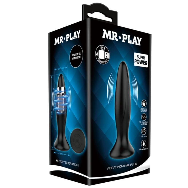 MR PLAY - OPPLADBAR SVART VIBRATOR ANALPLUGG