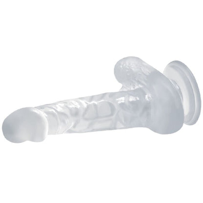 BAILE - REALISTISK DILDO MED SUGEKOPP OG TESTIKLE 16,7 CM TRANSPARENT
