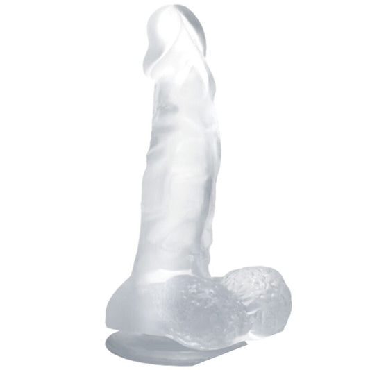 BAILE - REALISTISK DILDO MED SUGEKOPP OG TESTIKLE 16,7 CM TRANSPARENT