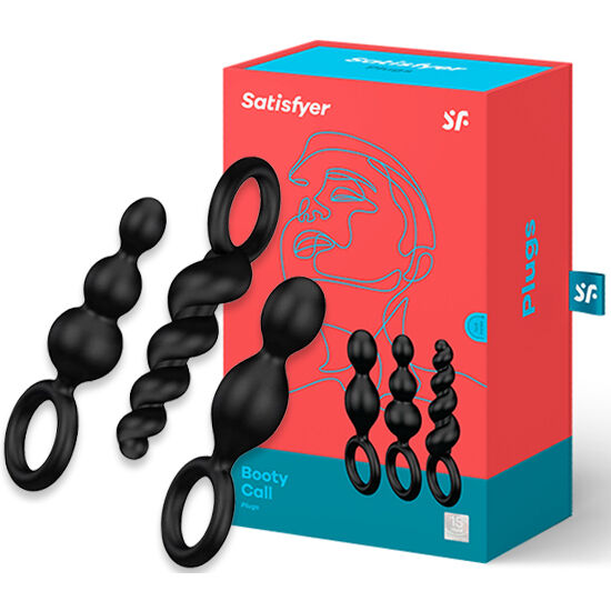 SATISFYER - ANALPLUGGSETT MED 3 DELER SVART