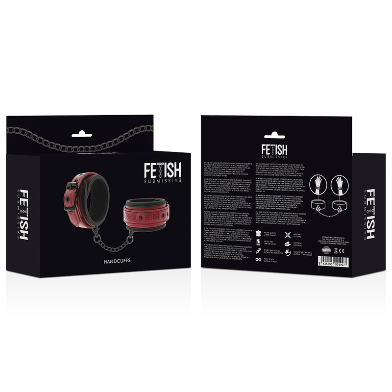 FETISH UNDERORDNET MØRKT ROM - VEGANSKE HÅNDJERN I SKINN MED NEOPRENFØR