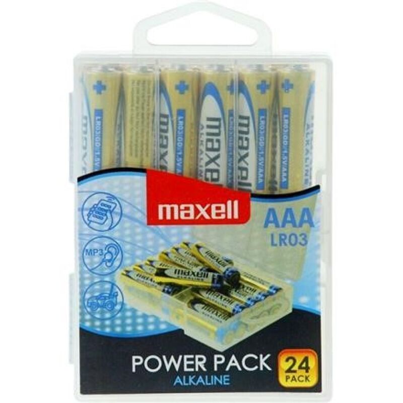 MAXELL - ALKALISKE BATTERIER AAA LR03 PAKKE * 24 BATTERIER