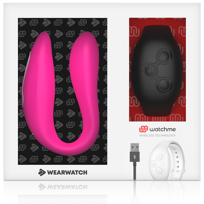 WEARWATCH - WATCHME VIBRATOR MED DOBBEL TEKNOLOGI, FUCHSIA/AZABACHE
