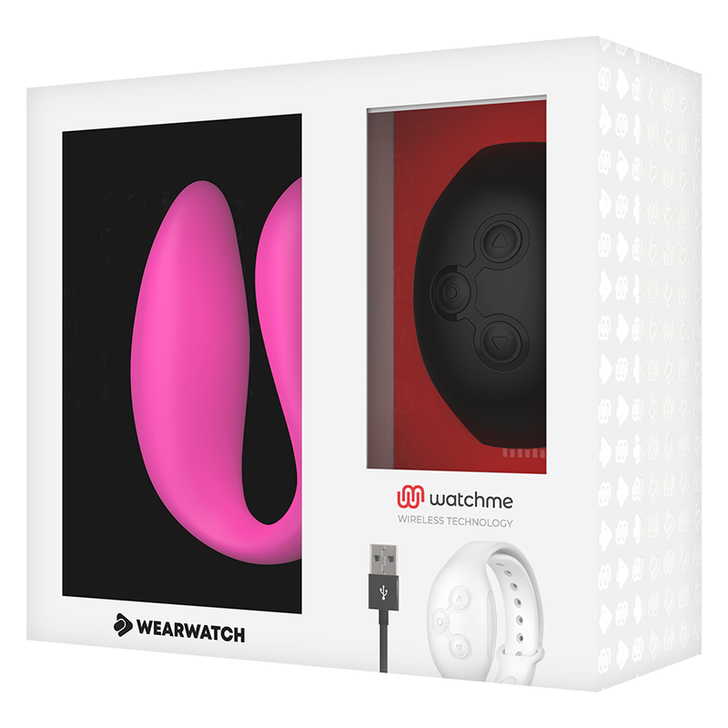 WEARWATCH - WATCHME VIBRATOR MED DOBBEL TEKNOLOGI, FUCHSIA/AZABACHE